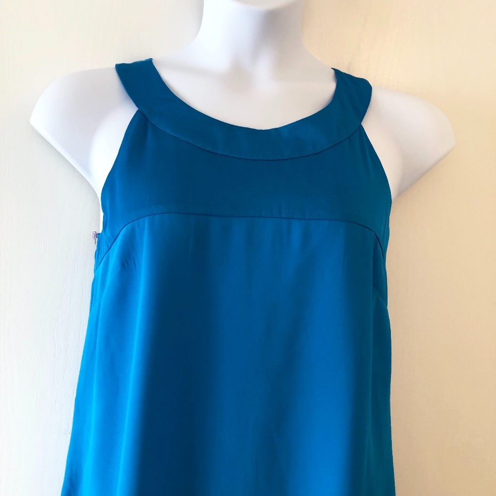 Pretty Peacock Blue Shift Dress Size: 12 H&M
